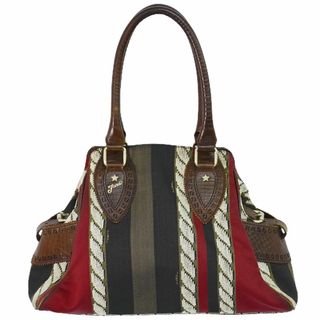 フェンディ(FENDI)の本物 フェンディ FENDI キャンバス トートバッグ ハンドバッグ ブラウン マルチカラー バッグ 中古(トートバッグ)