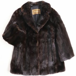 ムーンバット(MOONBAT)の美品●MOONBAT ムーンバット MINK ミンク 裏地刺繍入り 本毛皮ショートコート ジャケット ダークブラウン 9号 毛質艶やか・柔らか◎(毛皮/ファーコート)