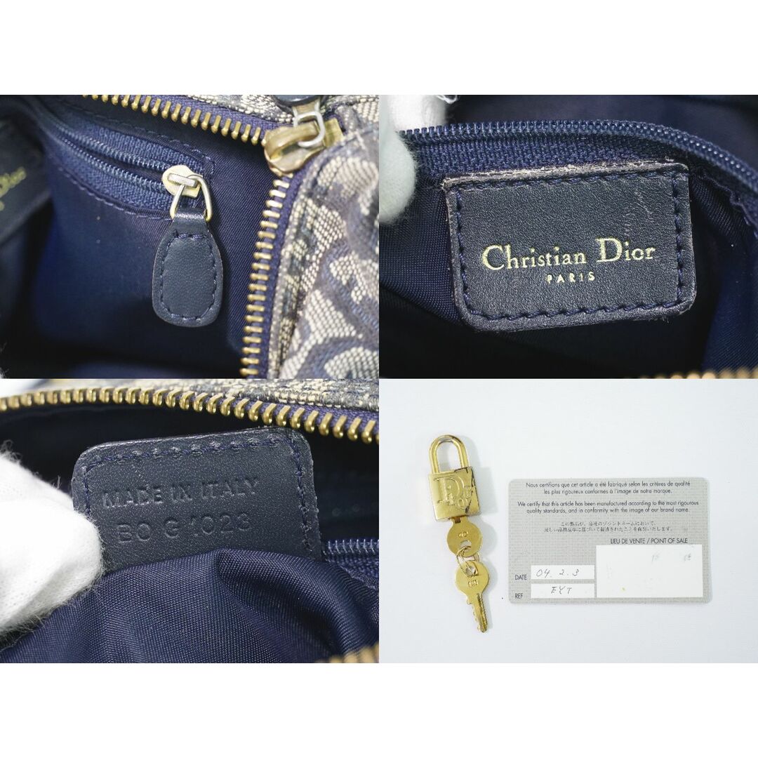 Christian Dior(クリスチャンディオール)の本物 クリスチャン ディオール Christian Dior トロッター ミニ ボストンバッグ ハンドバッグ キャンバス ネイビー Trotter バッグ 中古 レディースのバッグ(ボストンバッグ)の商品写真