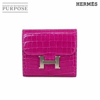 エルメス(Hermes)の未使用 展示品 エルメス HERMES クロコダイル コンスタンス コンパクト 二つ折り 財布 アリゲーター ローズシェヘラザード A刻印 VLP 90226310(財布)