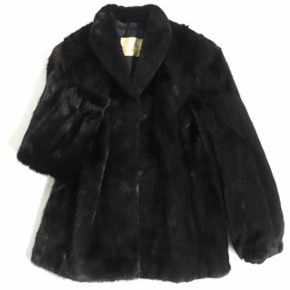 良品▼HARAJUKU MOTHER ハラジュクマザー MINK ミンク 本毛皮コート ダークブラウン 大きめサイズ15号 毛質艶やか・柔らか◎(毛皮/ファーコート)