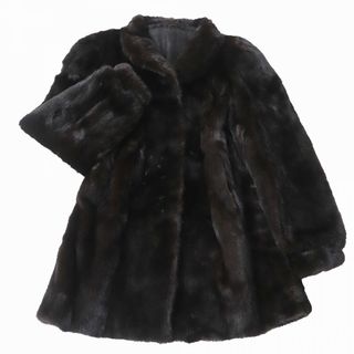 美品☆BLACKGLAMA ブラックグラマ MINK ミンク 裏地ペイズリー柄 本毛皮コート ダークブラウン 13号 毛質艶やか・柔らか◎(毛皮/ファーコート)