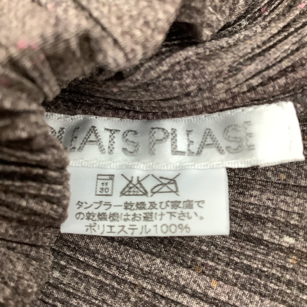 ISSEY MIYAKE(イッセイミヤケ)の♪♪ISSEY MIYAKE イッセイミヤケ PLEATS PLEASE カットソー ネップツイード転写柄  PP12-JK263 ブラウン レディースのトップス(カットソー(長袖/七分))の商品写真