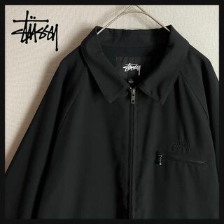 STUSSY - 【美品☆ブラック刺繍☆Lサイズ】ステューシー ロゴジャケット 大人気モデル