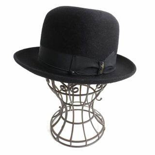 ボルサリーノ(Borsalino)の美品◆Borsalino ボルサリーノ ALESSANDRIA アレッサンドリア フェルト オープンフラウンハット/山高帽 ブラック 58 メンズ イタリア製(ハット)