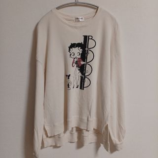 ベティブープ(Betty Boop)の【即日発送】美品。BETTY BOOP プリント長袖カットソー 男女兼用(Tシャツ/カットソー(七分/長袖))