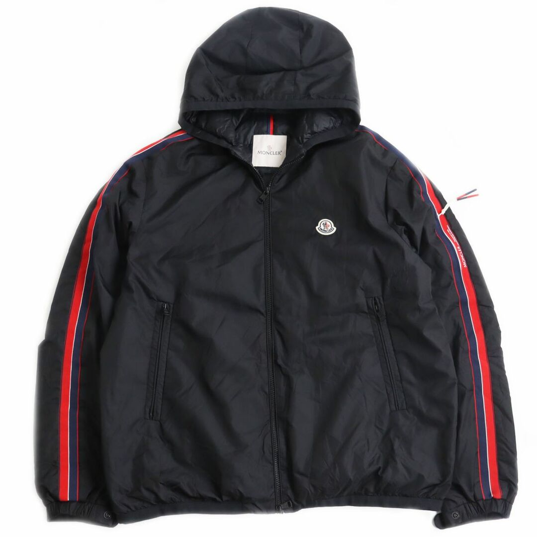 MONCLER(モンクレール)の美品●22SS MONCLER モンクレール NECKER ロゴワッペン付き フーデッドダウンジャケット ブラック×トリコロール 4 正規品 メンズ メンズのジャケット/アウター(ダウンジャケット)の商品写真