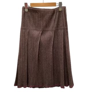 ♪♪ISSEY MIYAKE イッセイミヤケ PLEATS PLEASEスカート ネップツイード転写柄 変形 PP12-JG267 ブラウン