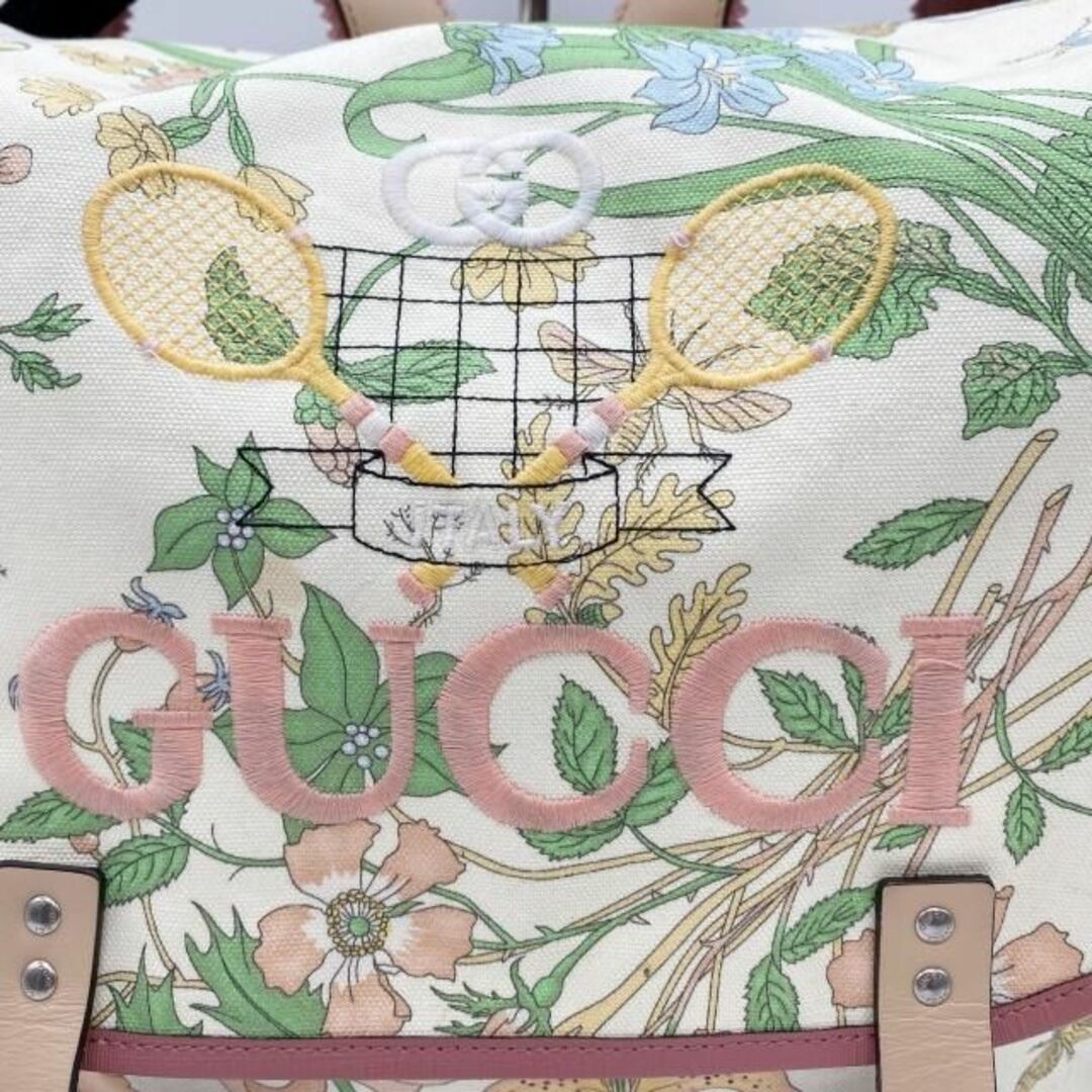 Gucci(グッチ)の激レア グッチ リュック キャンバス 刺繍GGロゴ テニス 花柄 アイボリー レディースのバッグ(リュック/バックパック)の商品写真