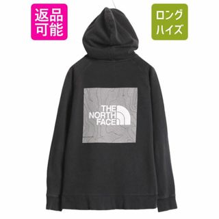 ザノースフェイス(THE NORTH FACE)のノースフェイス 両面 プリント スウェット フード パーカー レディース L / The North Face アウトドア トレーナー プルオーバー 薄手 黒(パーカー)