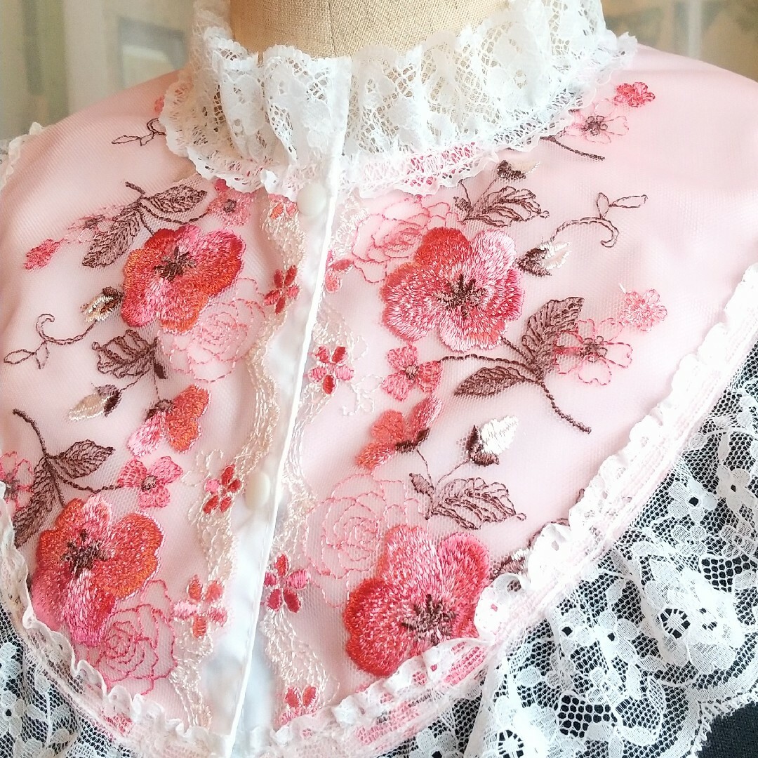 つけ襟-ピンク ハンドメイドのファッション小物(その他)の商品写真