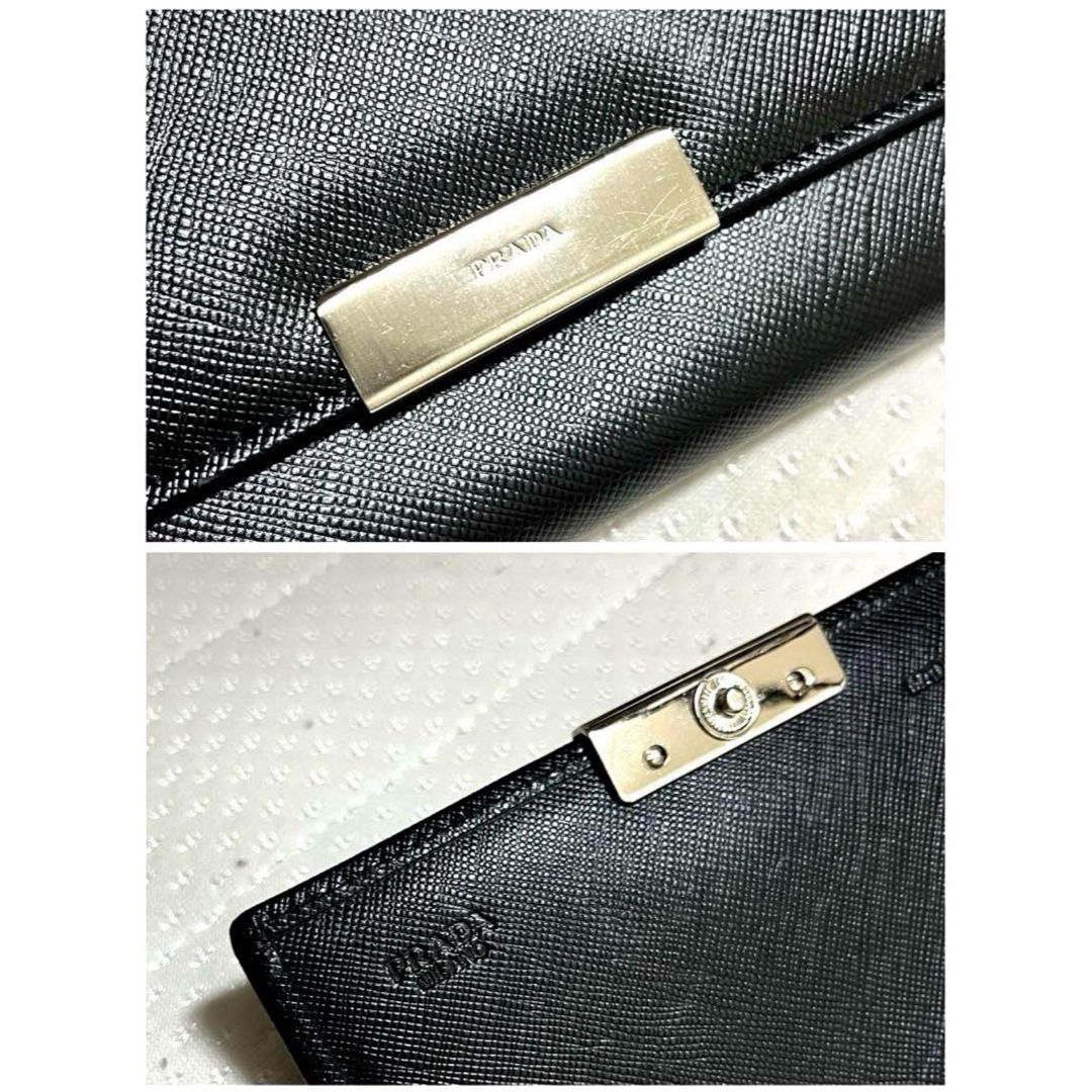 ✨新品級✨極希少✨PRADA プラダ◆フルレザー◆折り財布◆シルバープレートロゴ