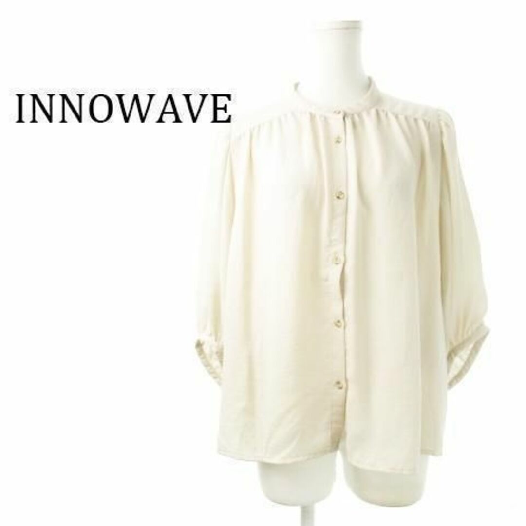 innowave(イノウェーブ)のイノウェーブ ギャザーシアー七分袖シャツ LL ベージュ 230828CK11A レディースのトップス(シャツ/ブラウス(長袖/七分))の商品写真