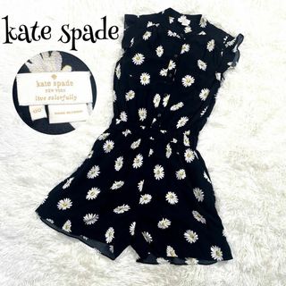 ケイトスペードニューヨーク(kate spade new york)のc367【ケイトスペード】デイジー ドット 花柄 サロペット スキッパー  黒(ミニワンピース)