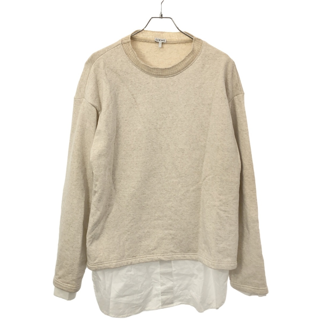 LOEWE(ロエベ)のLOEWE ロエベ 21AW BI-MATERIAL SWEATSHIRT シャツレイヤードプルオーバースウェットトレーナー アイボリー S S359341XAX レディースのトップス(トレーナー/スウェット)の商品写真