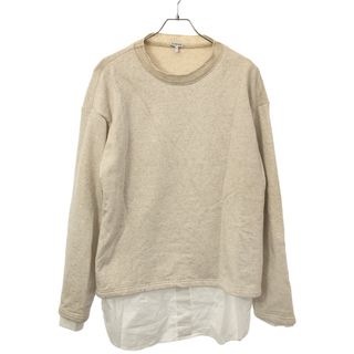 ロエベ(LOEWE)のLOEWE ロエベ 21AW BI-MATERIAL SWEATSHIRT シャツレイヤードプルオーバースウェットトレーナー アイボリー S S359341XAX(トレーナー/スウェット)