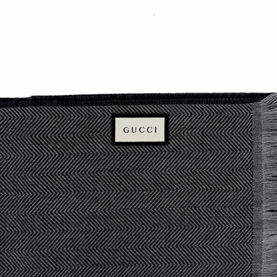 Gucci(グッチ)のグッチ ストール クレスト ラナウール ヘリンボーン グレー ショール 灰色 ユニセックス 訳アリ 新品 h-j878 レディースのファッション小物(マフラー/ショール)の商品写真