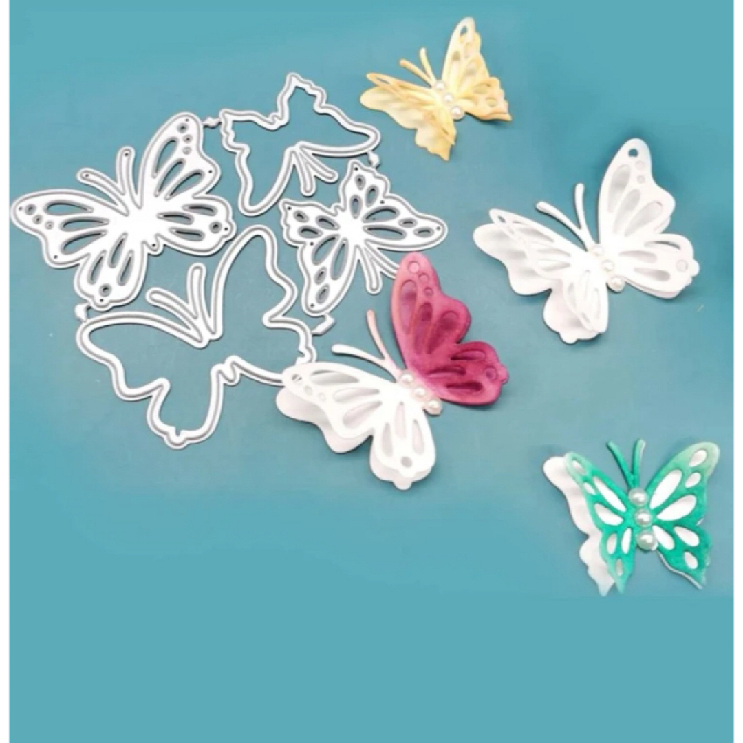 蝶々形 カッティングダイ , シルバー カッティング ステンシル 用 ハンドメイドの素材/材料(各種パーツ)の商品写真