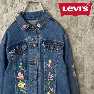 Levi's - Levi's デニムジャケット　ジージャン　キッズ　M相当　ブルーデニム　刺繍