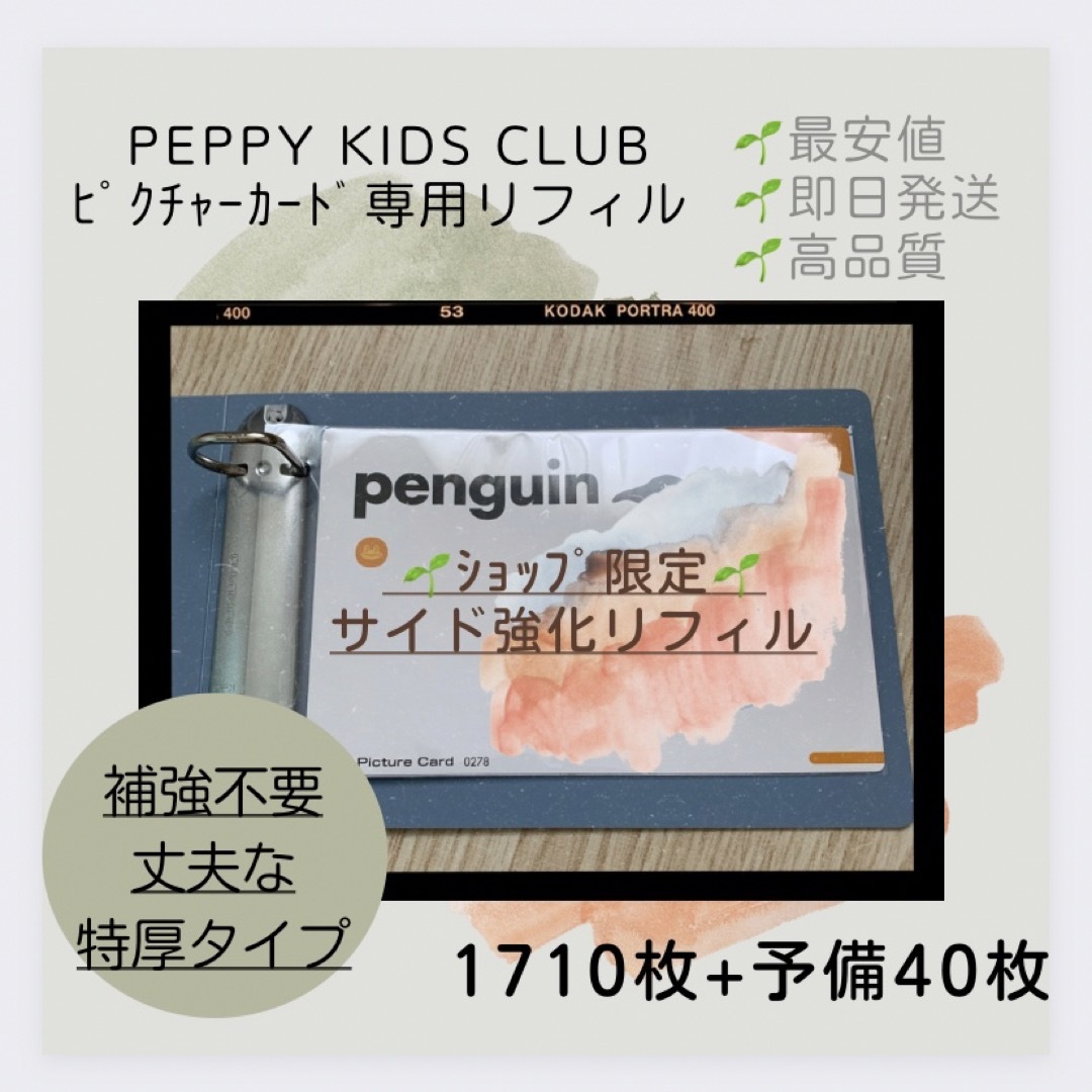 セール価格 ペッピーキッズ ピクチャーカード 収納袋 補強不要タイプ リフィル インテリア/住まい/日用品の文房具(ファイル/バインダー)の商品写真