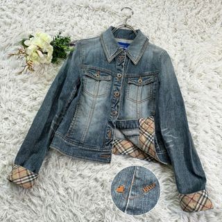 BURBERRY BLUE LABEL - 美品 入手困難 BURBERRY デニムジャケット M ノヴァチェック 刺繍ロゴ