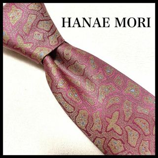 ハナエモリ(HANAE MORI)の美品☆HANAE MORI 森英恵　ネクタイ　ブランド　赤　シルク100 柄(ネクタイ)