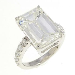 【リメイク】PT ダイヤモンド リング 7.046CT K SI1 エメラルドカット(リング(指輪))