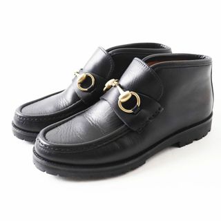 グッチ(Gucci)の極美品◎イタリア製 GUCCI グッチ 104 0088 ヴィンテージ ホースビット アンクルブーツ／ショートブーツ ブラック×ゴールド金具 34 1／2(ブーツ)