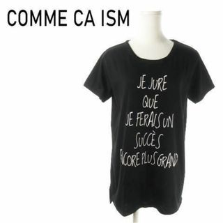 コムサイズム(COMME CA ISM)のコムサイズム 半袖Tシャツ チュニック プリント 黒 220927AO9A(Tシャツ(半袖/袖なし))