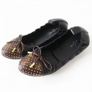 ルイヴィトン(LOUIS VUITTON)の極美品◎伊製 LOUIS VUITTON  ルイヴィトン スタースタッズ リボン付き モノグラム×レザー バレエシューズ／フラットシューズ 37 1／2(バレエシューズ)