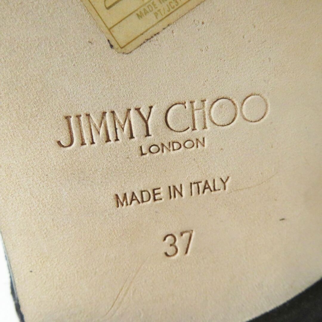 JIMMY CHOO(ジミーチュウ)の美品◎イタリア製 JIMMY CHOO ジミーチュウ レディース JCロゴ金具付き スウェードレザー ロングブーツ ブラック×ゴールド金具 37 レディースの靴/シューズ(ブーツ)の商品写真