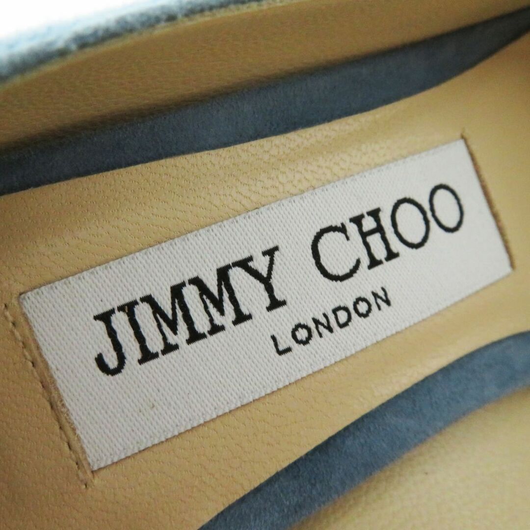 JIMMY CHOO(ジミーチュウ)の未使用品◎イタリア製 JIMMY CHOO ジミーチュウ LOVE 65 JCロゴ金具 スウェードレザー ポインテッドトゥ パンプス DARK SKY 水色 35 1／2 レディースの靴/シューズ(ハイヒール/パンプス)の商品写真