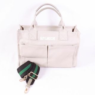 ギラロッシュ(Guy Laroche)のGuy Laroche　ギラロッシュ　キャンパストートバッグ　ストラップ付　グリ(ハンドバッグ)