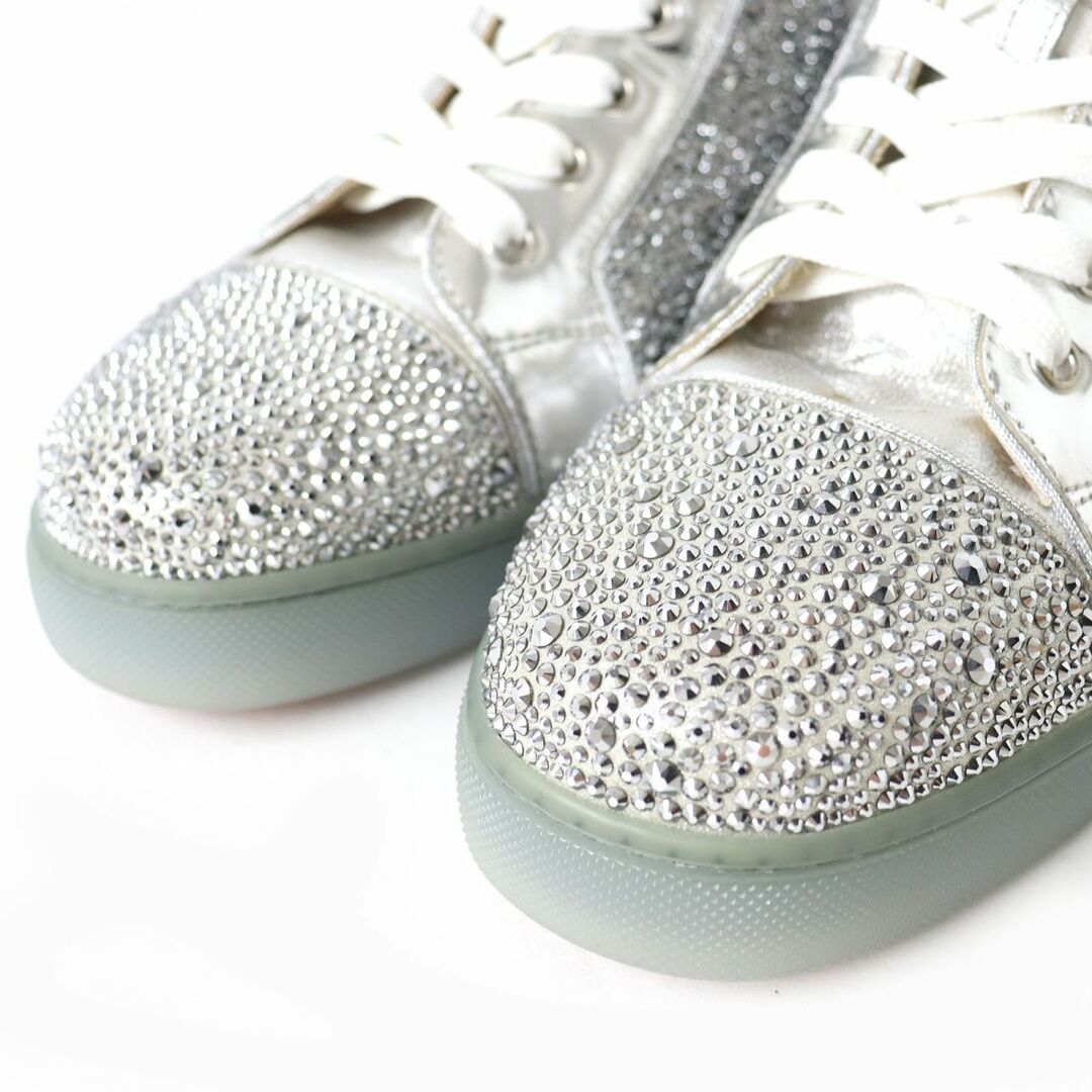 Christian Louboutin(クリスチャンルブタン)の極美品△クリスチャンルブタン LOUISFLAT CALF STRASS ストラス スワロフスキー レザー ハイカットスニーカー レディース シルバー 37 1/2 レディースの靴/シューズ(スニーカー)の商品写真