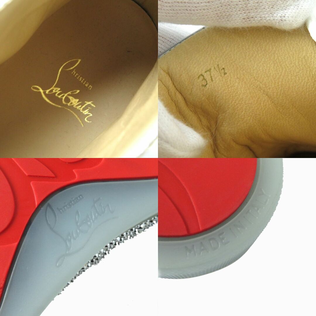 Christian Louboutin(クリスチャンルブタン)の極美品△クリスチャンルブタン LOUISFLAT CALF STRASS ストラス スワロフスキー レザー ハイカットスニーカー レディース シルバー 37 1/2 レディースの靴/シューズ(スニーカー)の商品写真