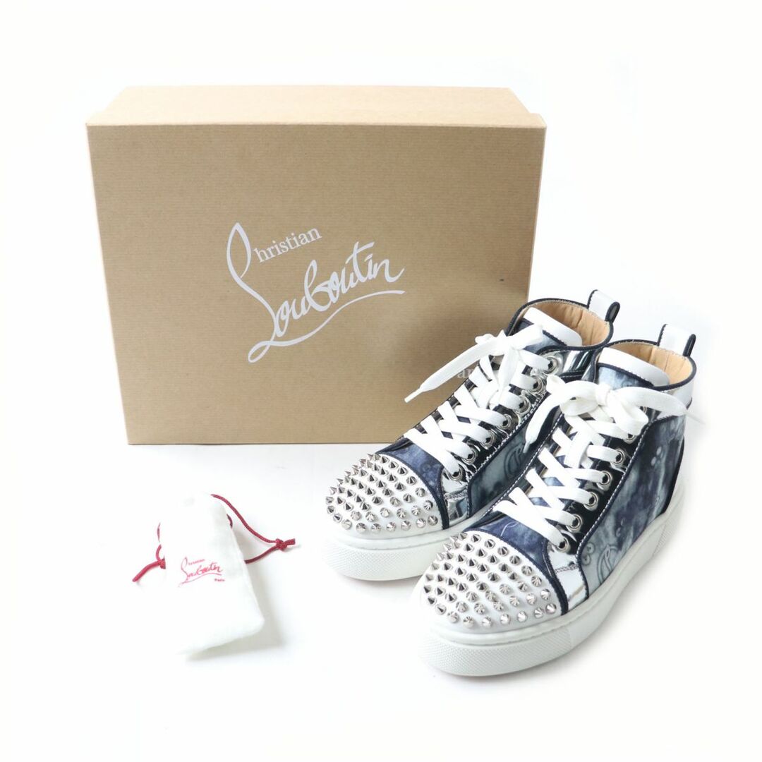 Christian Louboutin(クリスチャンルブタン)の未使用品★クリスチャンルブタン SUPER LOU SPIKES スパイクスタッズ ハイカット スニーカー ネイビー×ホワイト 35 1/2 伊製 箱・紐付き レディースの靴/シューズ(スニーカー)の商品写真