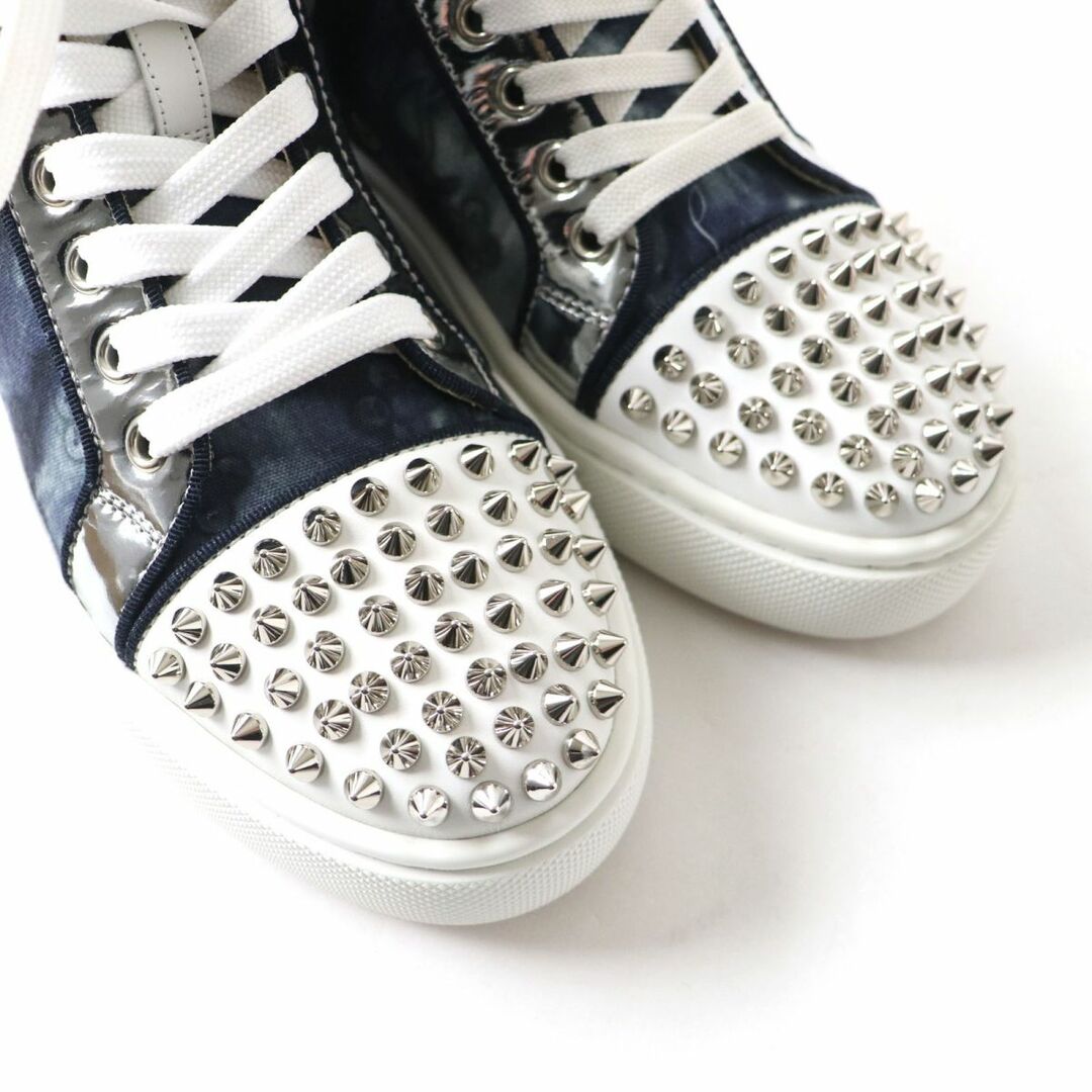 Christian Louboutin(クリスチャンルブタン)の未使用品★クリスチャンルブタン SUPER LOU SPIKES スパイクスタッズ ハイカット スニーカー ネイビー×ホワイト 35 1/2 伊製 箱・紐付き レディースの靴/シューズ(スニーカー)の商品写真