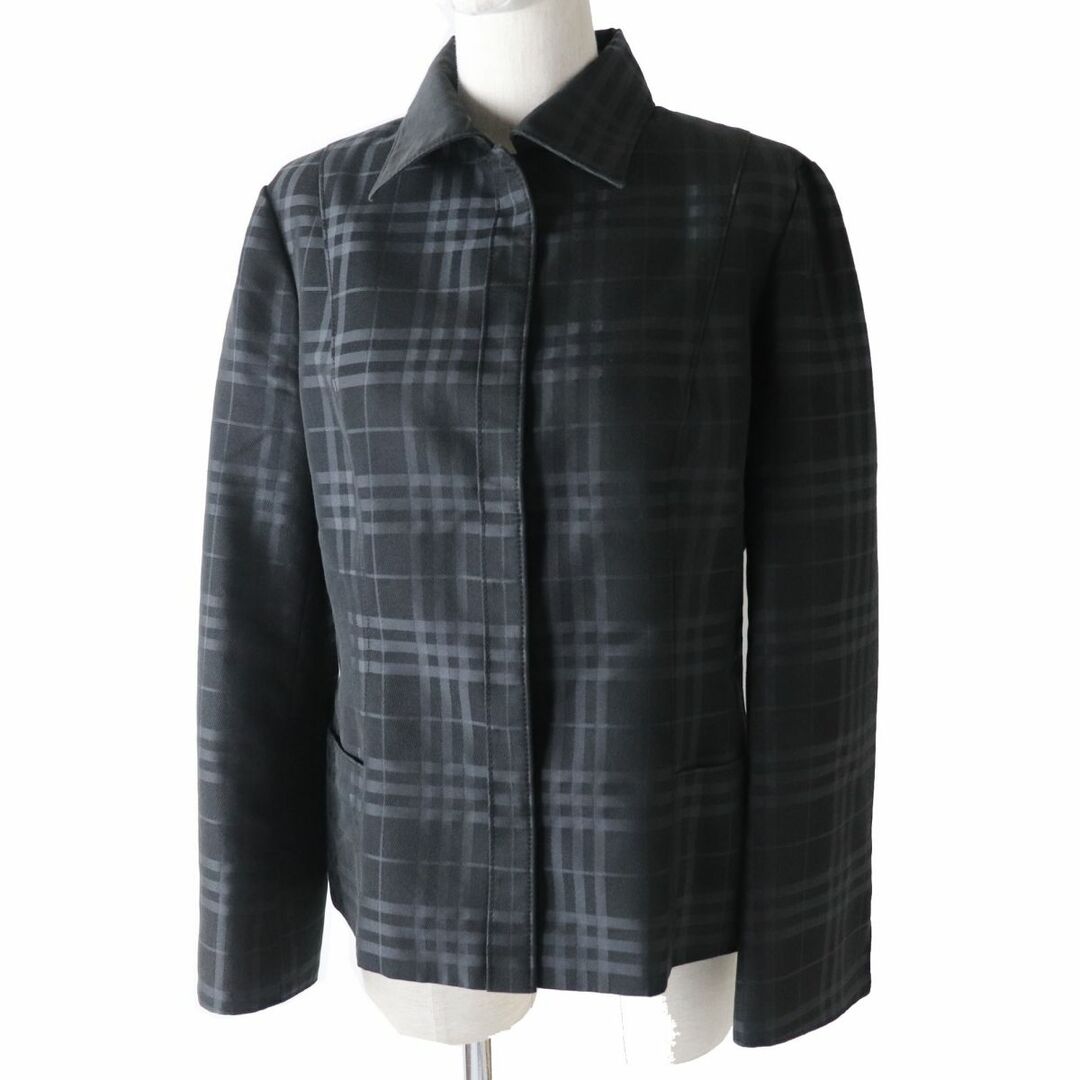 BURBERRY(バーバリー)の良品◎正規品 BURBERRY LONDON バーバリー ロンドン FC042-032 レディース 比翼 ジャケット ブラック×グレー ノバチェック柄 サイズ42 レディースのジャケット/アウター(その他)の商品写真