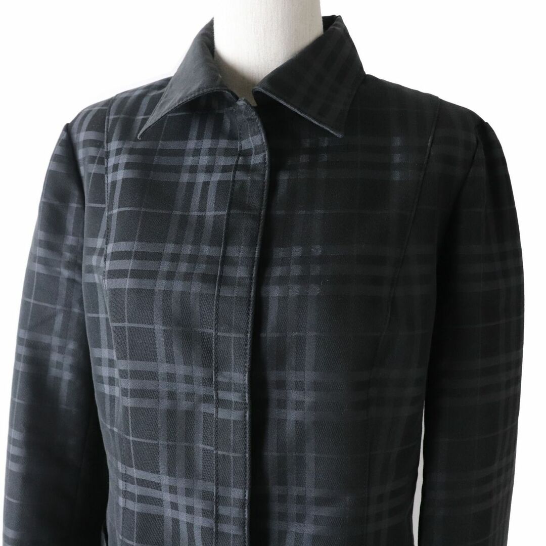 BURBERRY(バーバリー)の良品◎正規品 BURBERRY LONDON バーバリー ロンドン FC042-032 レディース 比翼 ジャケット ブラック×グレー ノバチェック柄 サイズ42 レディースのジャケット/アウター(その他)の商品写真