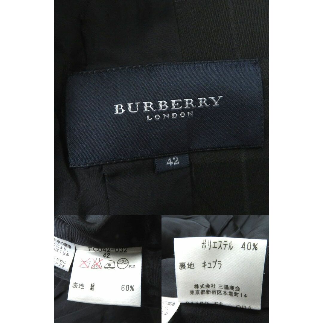 BURBERRY(バーバリー)の良品◎正規品 BURBERRY LONDON バーバリー ロンドン FC042-032 レディース 比翼 ジャケット ブラック×グレー ノバチェック柄 サイズ42 レディースのジャケット/アウター(その他)の商品写真