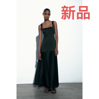 ZARA ロング丈サテンワンピース　Mサイズ(ロングワンピース/マキシワンピース)