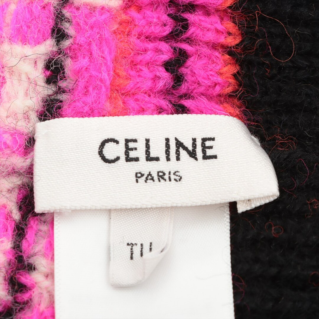 celine(セリーヌ)の美品 セリーヌ ロゴ ニット帽 ビーニー ニットキャップ ブラック 黒 ピンク 帽子 アパレル メンズ レディース MMM Q19-8 メンズの帽子(ニット帽/ビーニー)の商品写真