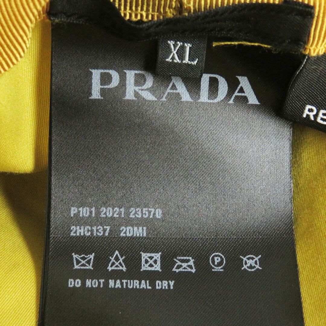 PRADA(プラダ)の美品□2021年製 PRADA/プラダ 2HC137 トライアングルロゴ/三角プレート Re-Nylon バケットハット/帽子 イエロー XL イタリア製 正規品 メンズの帽子(ハット)の商品写真