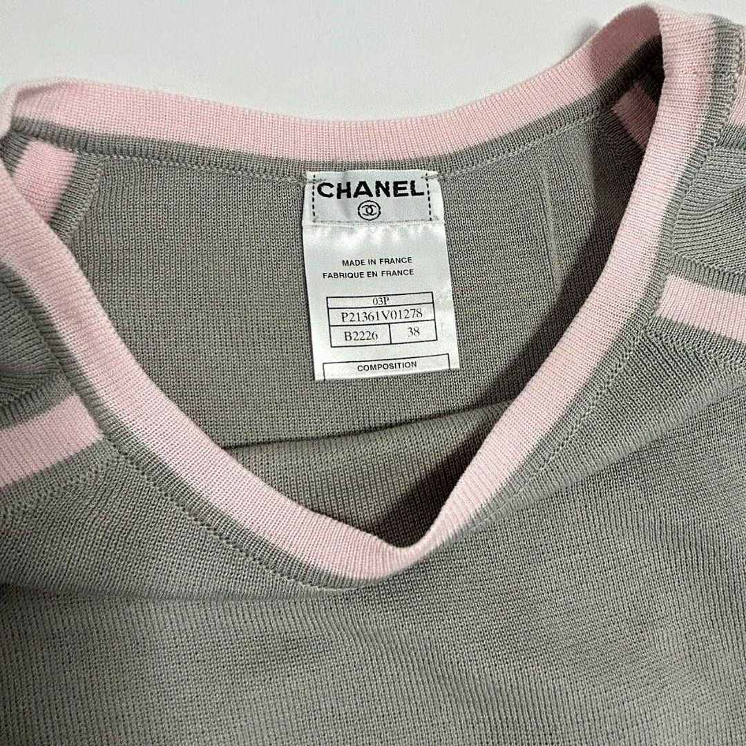 CHANEL(シャネル)のCHANEL シャネル コットンニット Tシャツ 90年代 ココマークポイント  レディースのトップス(Tシャツ(半袖/袖なし))の商品写真
