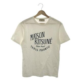 メゾンキツネ(MAISON KITSUNE')の【美品】  MAISON KITSUNE / メゾンキツネ | ロゴ クルーネックカットソー Tシャツ | XS | ホワイト/ネイビー | レディース(Tシャツ(半袖/袖なし))