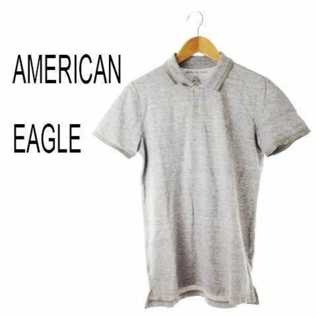 American Eagle(アメリカンイーグル)のアメリカンイーグル ラインポイント 天竺ポロ S グレー 230428CK3A メンズのトップス(ポロシャツ)の商品写真