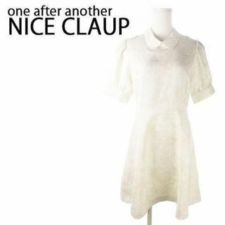 ワンアフターアナザーナイスクラップ(one after another NICE CLAUP)のナイスクラップ 衿付ミニ丈ワンピース 五分袖 ボタニカル 230526AO8A(ミニワンピース)