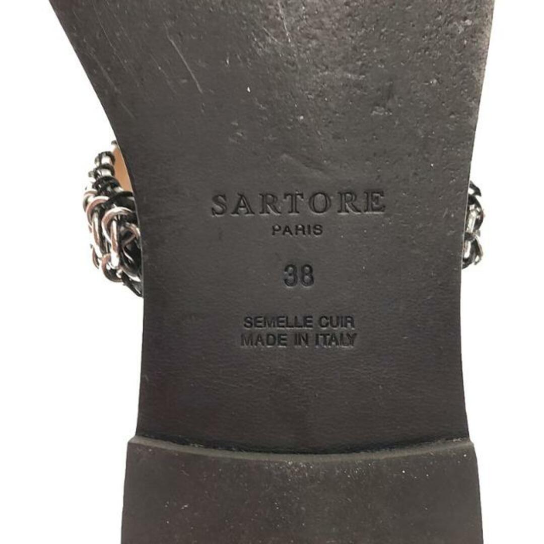 SARTORE(サルトル)の【美品】  SARTORE / サルトル | チェーンストラップフラットサンダル | 38 | ブラック/シルバー | レディース レディースの靴/シューズ(サンダル)の商品写真