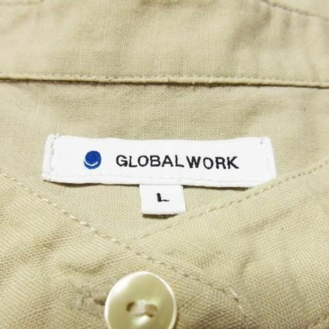 GLOBAL WORK(グローバルワーク)のグローバルワーク ノースリーブサファリシャツ L ベージュ 230529CK6A レディースのトップス(シャツ/ブラウス(半袖/袖なし))の商品写真