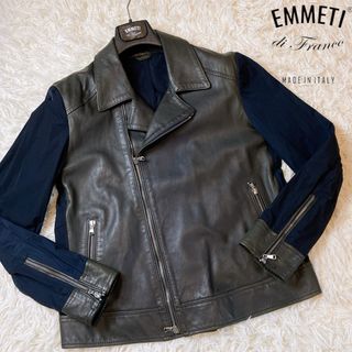 エンメティ(EMMETI)のEMMETI エンメティ ライダースジャケット ダブルライダース　48  羊革(レザージャケット)